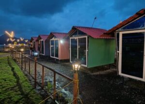 Chalet cottage night view